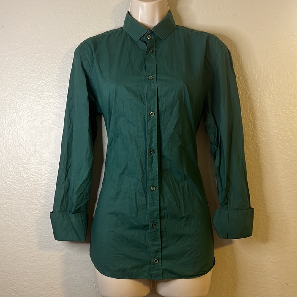 Neil Barrett SHIRT ITALY Women’s Skinny Fit Green Button Down NWOT